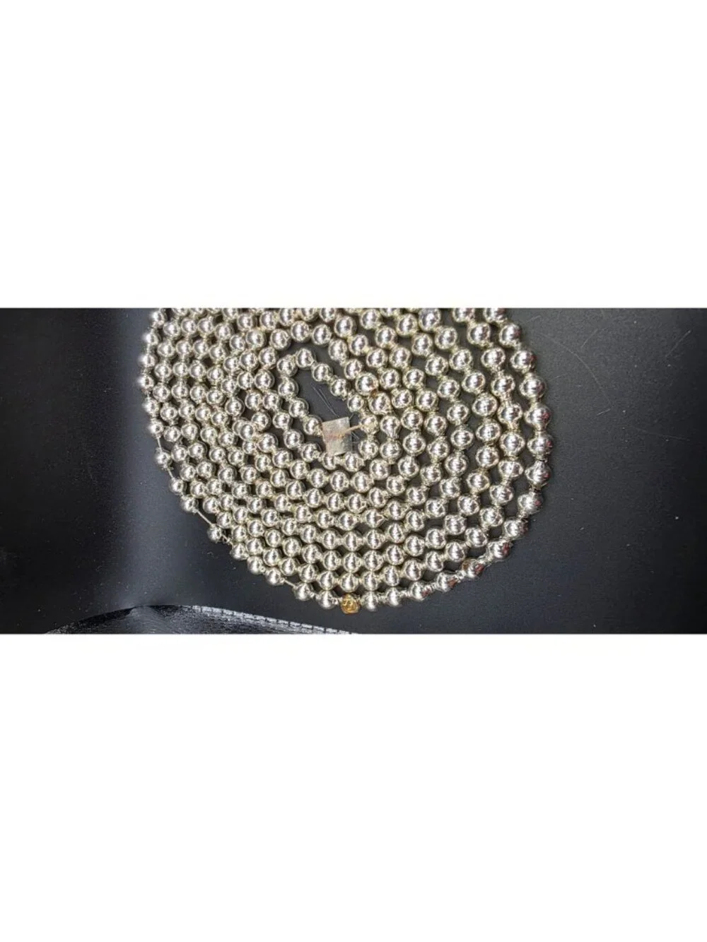 Vintage MCM Silver Mercury Glass Bead Garland Christmas Decor Two 8' Strands